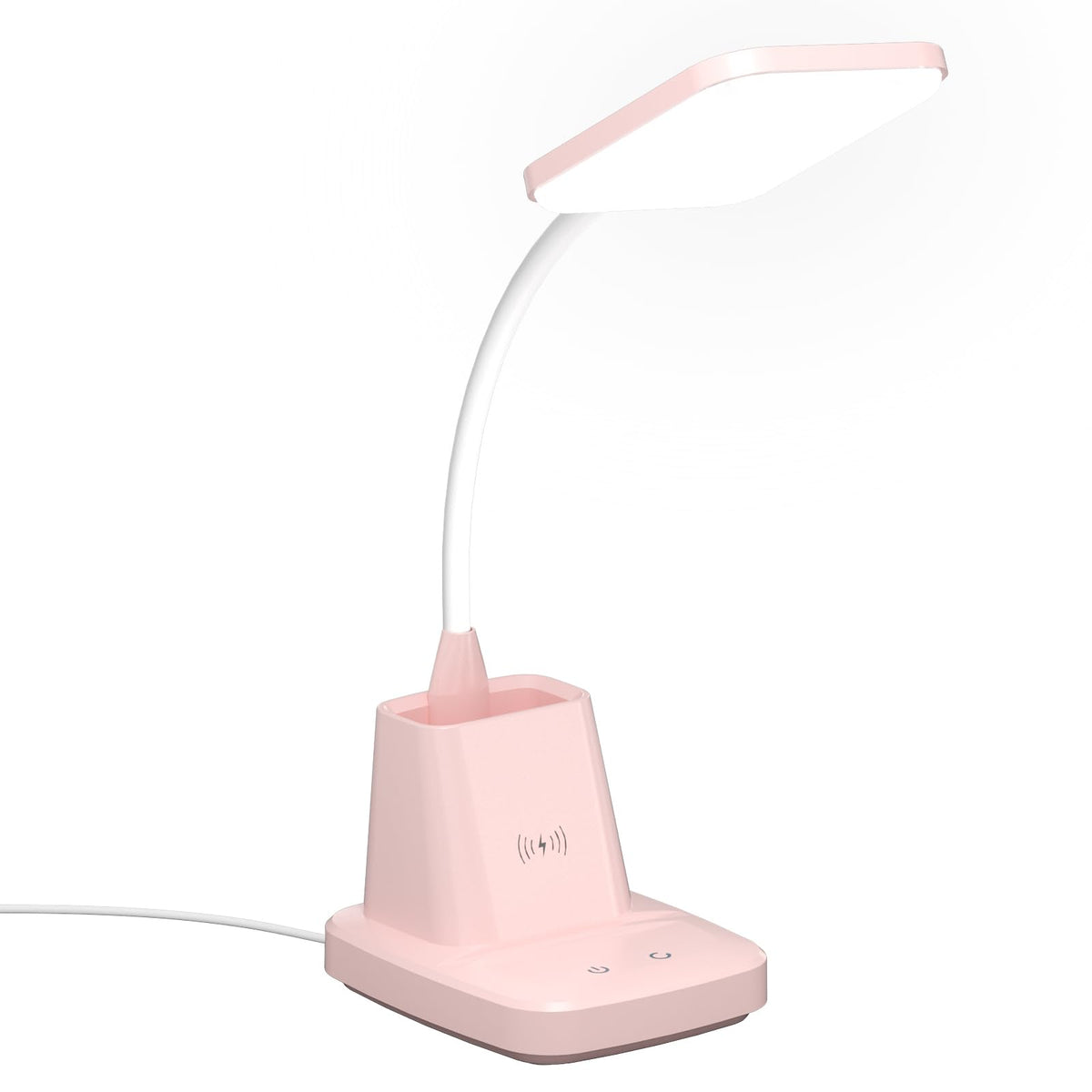 10W Wireless Charging LED Desk Lamp with Clock, Light Black