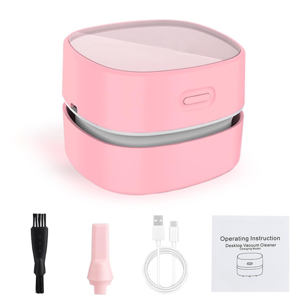 ODISTAR Mini Desktop Vacuum Cleaner for Table Dust (Pink AA Battery) Pink