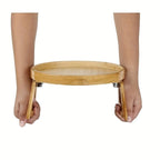 Sofa Arm Tray,Foldable Sofa Armrest Clip-On Tray Suitble for 4"-9" Armrest,Circle Sofa Arm Table for Snacks/Drinks/Fruit/Dessert/Rmote (9.49x8.86x3.54 inch)