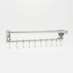 Stainless Steel Kitchen Utensil Holder with Hooks & Paper Towel Rack – Wall Mounted Organizer for Knives, Spoons,Spatula&Towels (19.658 inches+10 Hooks) 19.658 inches+10 Hooks