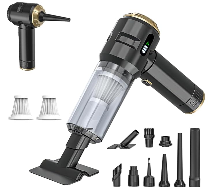 Handheld Vacuum Cleaner Cordless, 23000Pa Powerful Car Mini Vacuum Cleaner, Rechargeable Portable Lightweight dust Catcher for Home Car Carpet Stairs Pet Hair Deep Cleaning（Black-Gold）. Black-gold