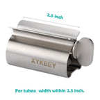 XYKEEY Toothpaste Tube Squeezer - Set of 2 Toothpaste Squeezer Rollers, Metal Toothpaste Tube Wringer Seat Holder Stand (Matt Black) Matt Black