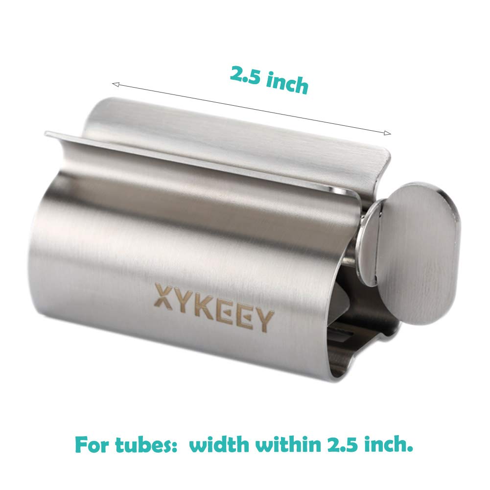 XYKEEY Toothpaste Tube Squeezer - Set of 2 Toothpaste Squeezer Rollers, Metal Toothpaste Tube Wringer Seat Holder Stand (Matt Black) Matt Black