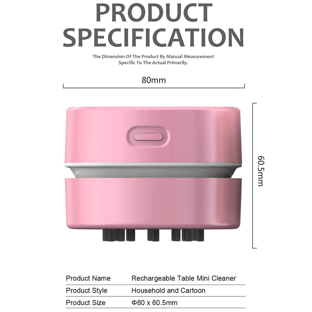 ODISTAR Mini Desktop Vacuum Cleaner for Table Dust (Pink AA Battery) Pink