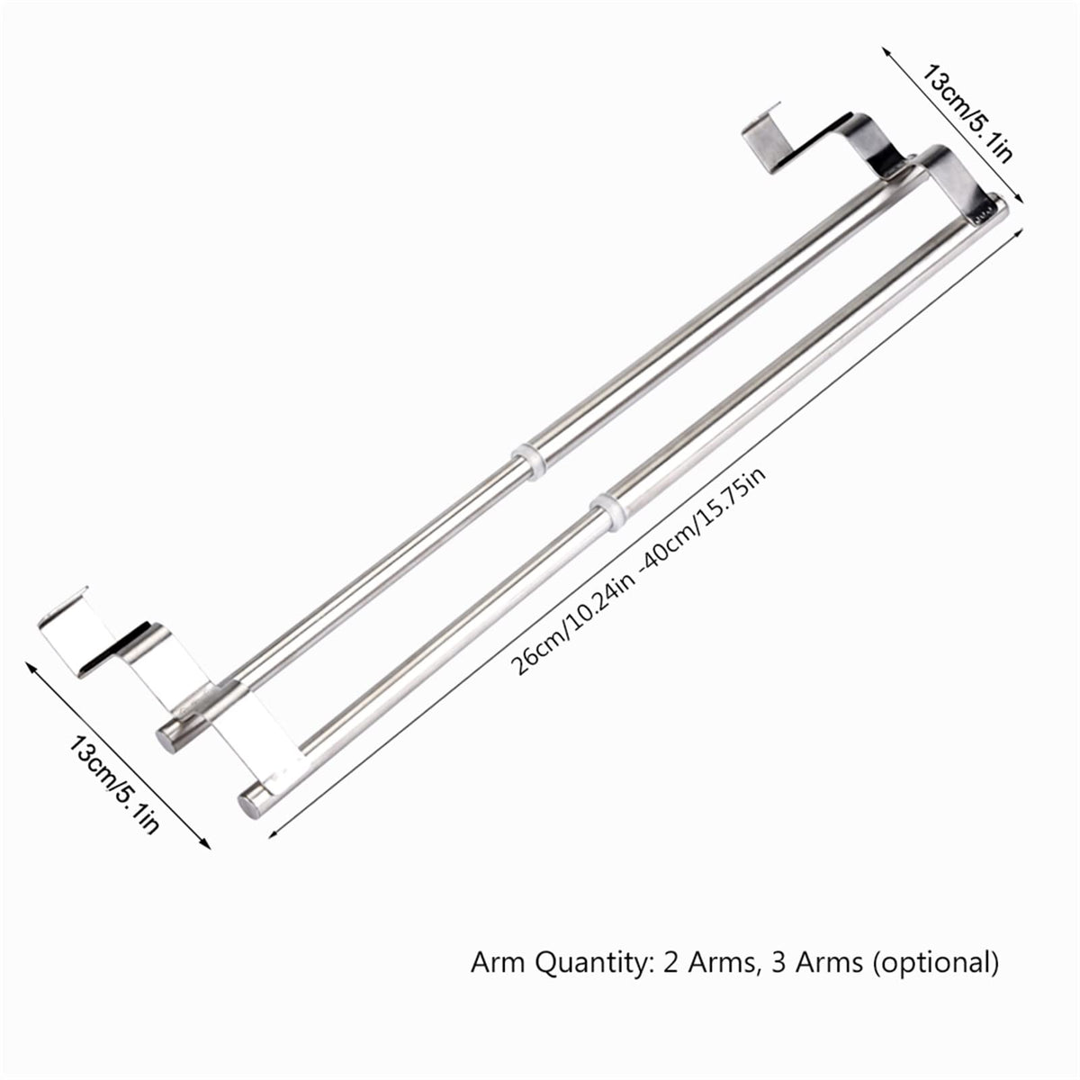 Adjustable Double Layer Stainless Steel Telescopic Towel Rack Fits Over Doors and Cabinets, Optimal for Bathroom, Kitchen, and Garage Organization