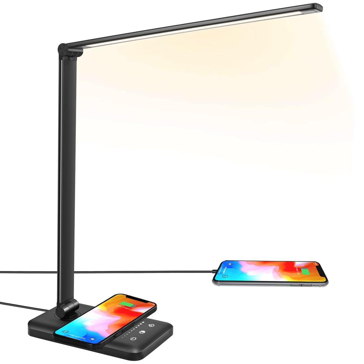 LED Desk Lamp with Wireless Charger, USB Charging Port, Eye Care Black PRO