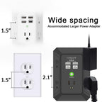 Wall Charger, Surge Protector, QINLIANF 5 Outlet Extender with 4 USB Ports Black 3U1C