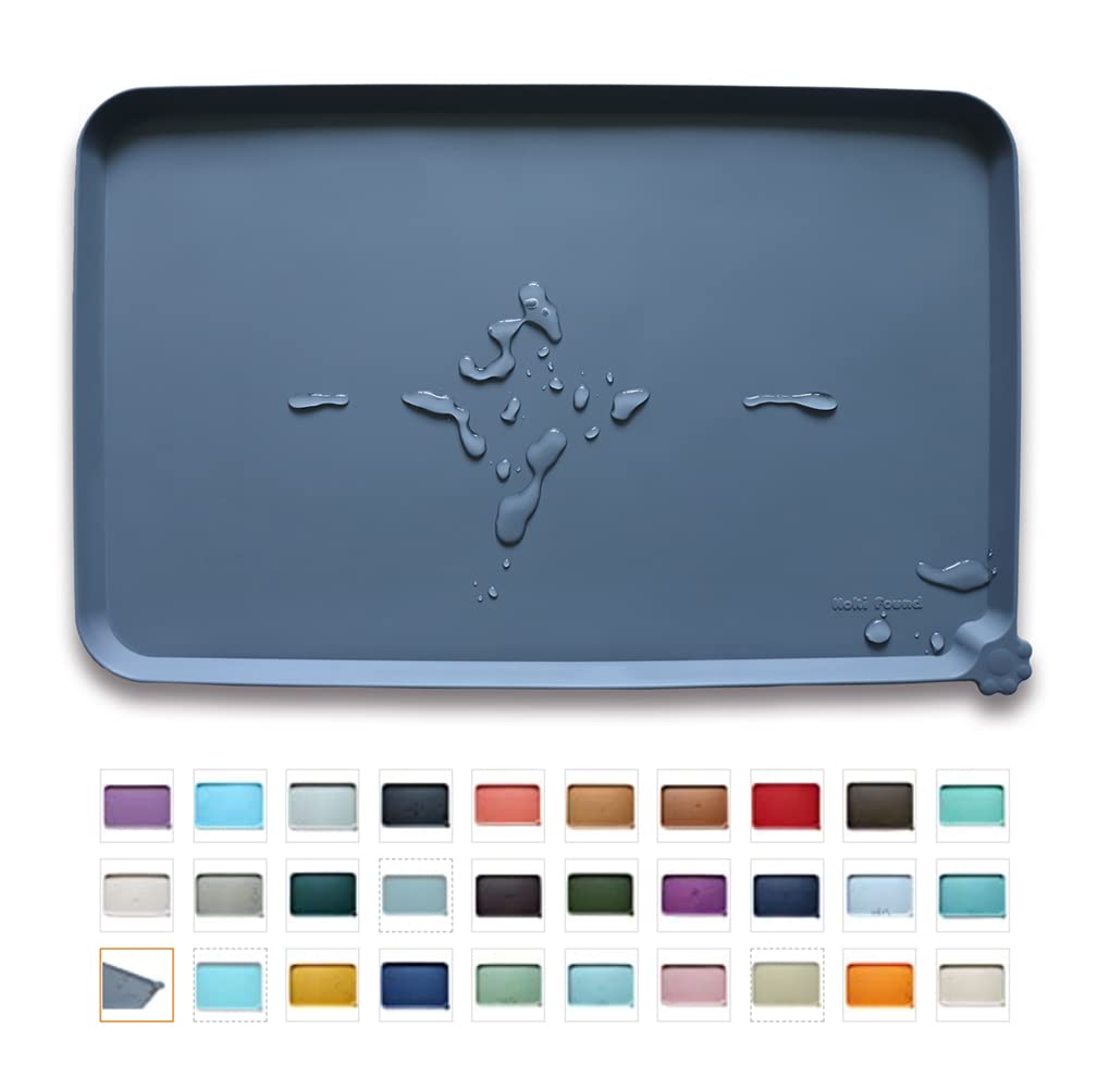 Hoki Found -Waterproof Pet Feeding Mats with High Lips - Multiple Size and...