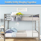 Bedside Caddy Organizer 5 Pockets and 4 Hooks for Bunk Bed Black