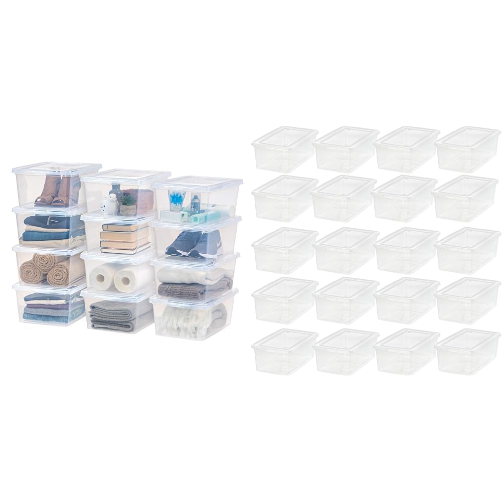 IRIS USA 20-Pack 6 Qt Storage Bins with Lids, Clear, Stackable