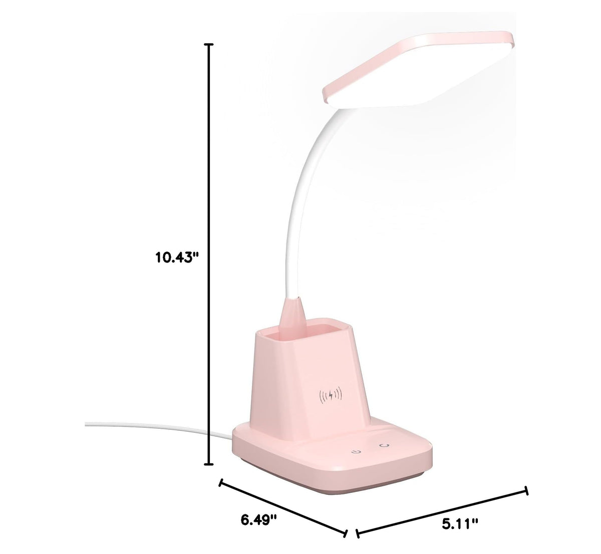 10W Wireless Charging LED Desk Lamp with Clock, Light Black
