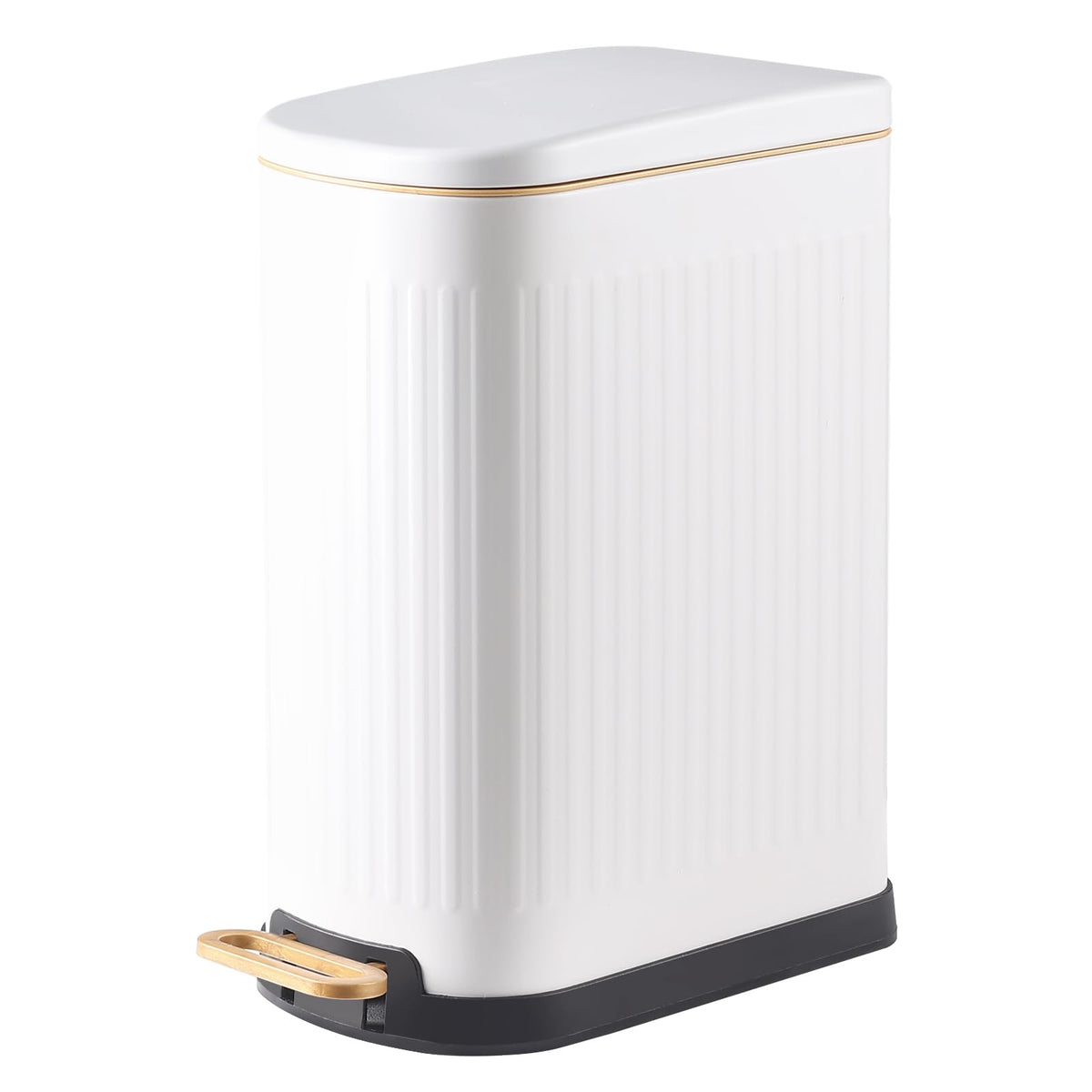 SYNCVIBE Slim Bathroom Trash Can with Soft Close Lid, 3.5 Gal, Matt White 3.5 Gallons
