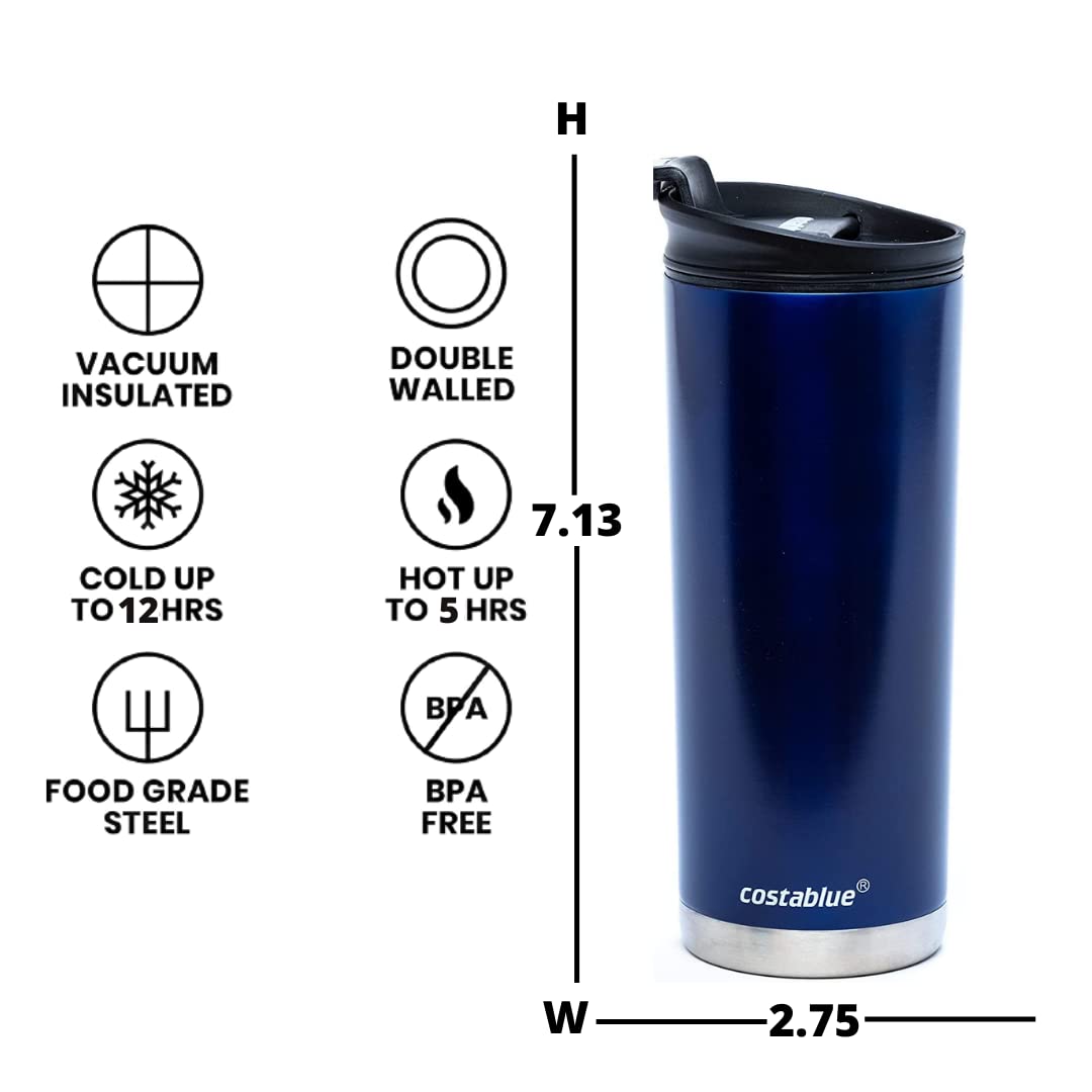 Travel Coffee Mug - 16 Oz. Stainless Steel Insulated Coffee Mug, Leak Proof Tumbler w/Dishwasher Safe Lid, Double Wall Travel Coffee Cup, Reusable Insulated Tumbler for Hot & Cold Beverages… Agata Grey Lid