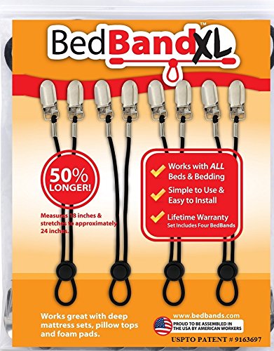 Bed Band- White. Original Sheet Holder Straps (1 Pack) - USA Company-...