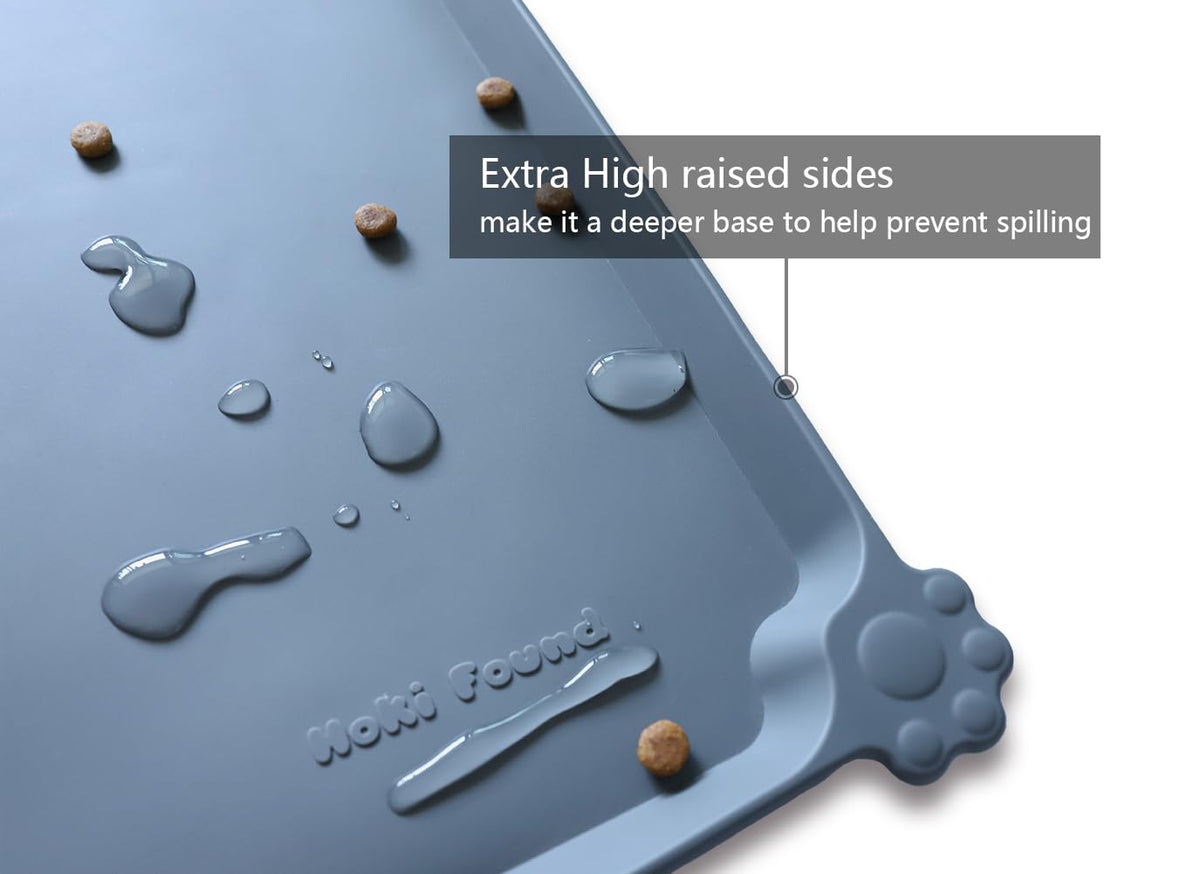 Hoki Found -Waterproof Pet Feeding Mats with High Lips - Multiple Size and...