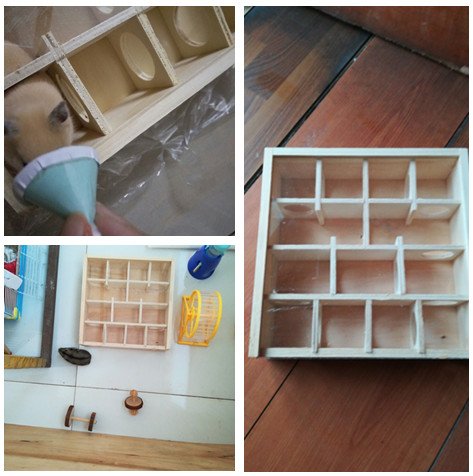 Hypeety Hamster Toys Wooden Maze Tunnel Toy with Plastic Cover for Hamster