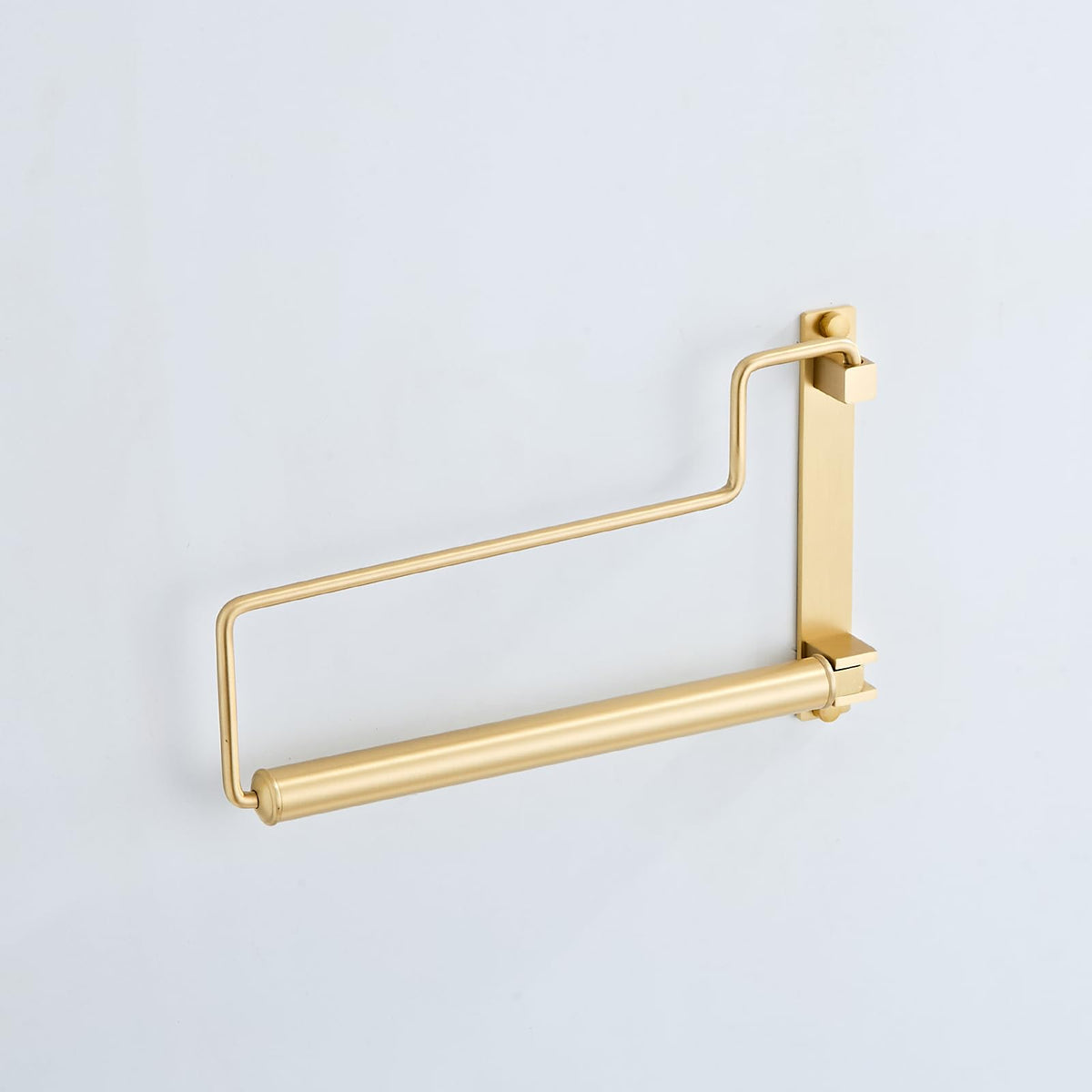 NEWRAIN Folding Wall Mounted Clothes Hanger Rack Clothes Hook Solid Brass with Swing Arm Holder Clothing Hanging System Closet Storage Organizer Heavy Duty Drying Rack Wall Mount,Brushed Gold Triangle Brushed Gold