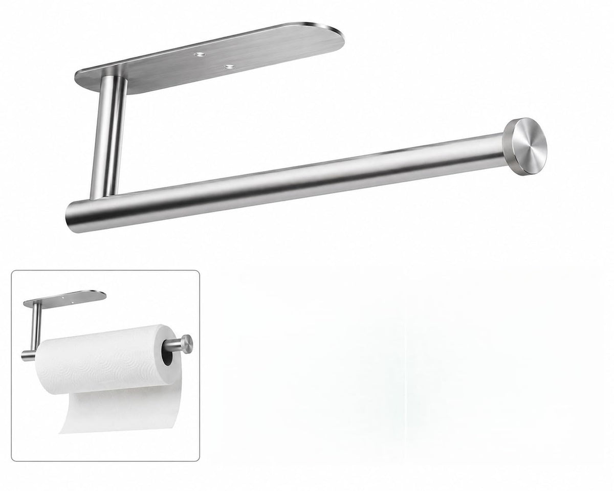 Paper Towel Holders for Kitchen,Paper Towels Bulk- Self-Adhesive Under Cabinet,Both Available in Adhesive and Screws,Stainless Steel,1pack