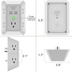 Wall Charger, Surge Protector, QINLIANF 5 Outlet Extender with 4 USB Ports Black 3U1C