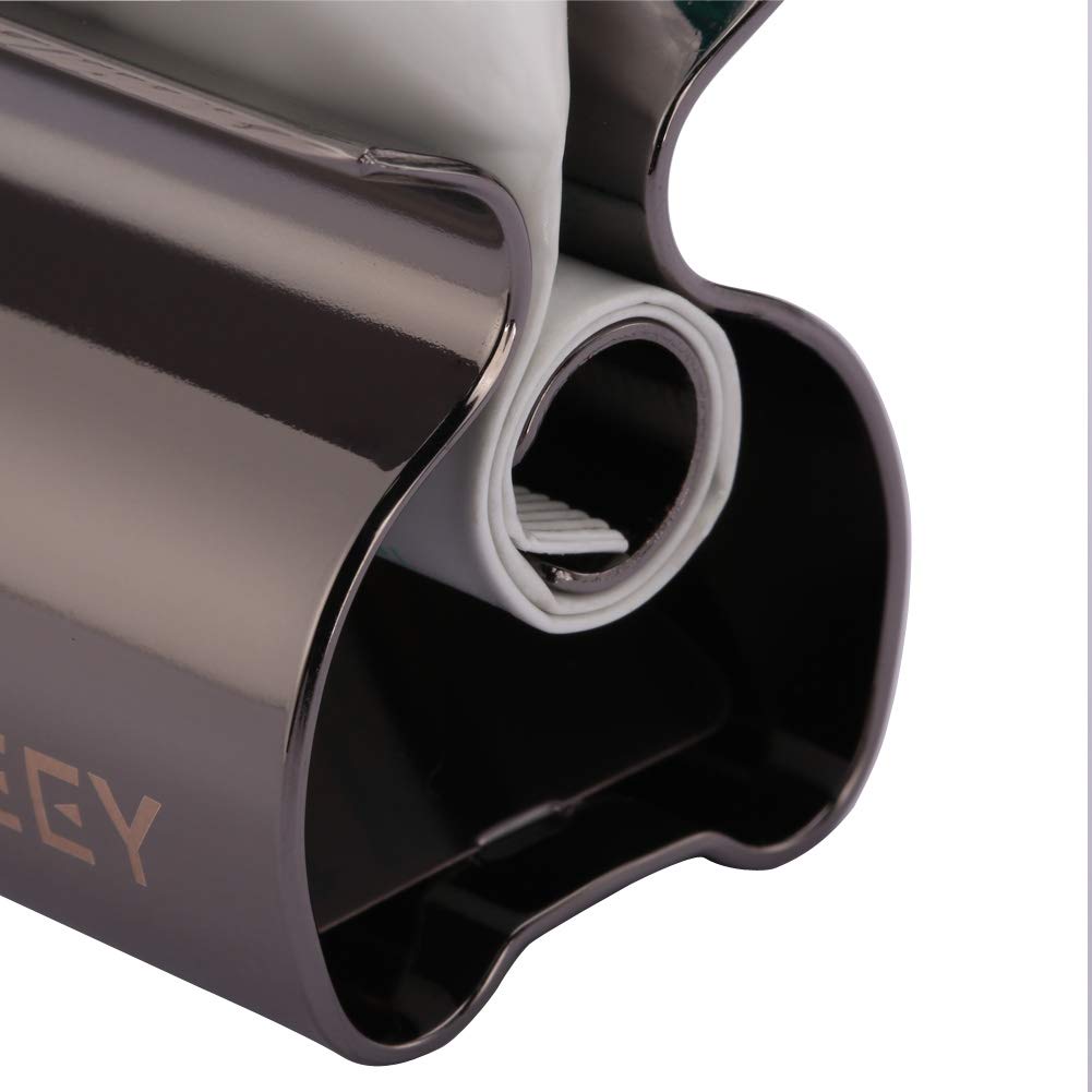 XYKEEY Toothpaste Tube Squeezer - Set of 2 Toothpaste Squeezer Rollers, Metal Toothpaste Tube Wringer Seat Holder Stand (Matt Black) Matt Black