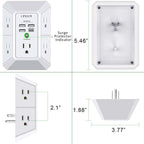 Wall Charger, Surge Protector, QINLIANF 5 Outlet Extender with 4 USB Ports Black 3U1C