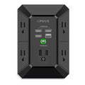 Wall Charger, Surge Protector, QINLIANF 5 Outlet Extender with 4 USB Ports Black 3U1C