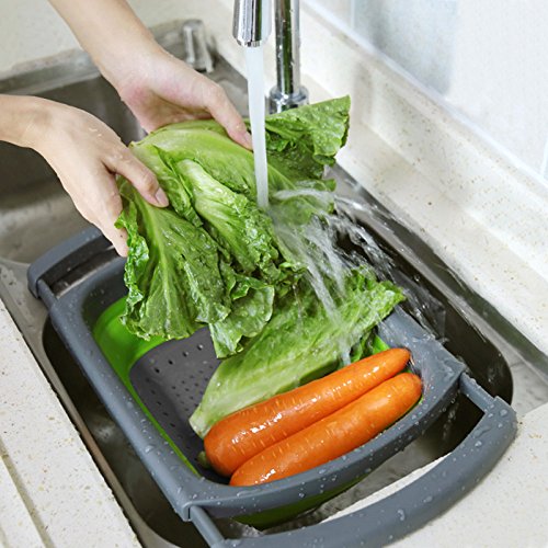 Qimh Colander collapsible, Strainer Over The Sink Vegetable Fruit...