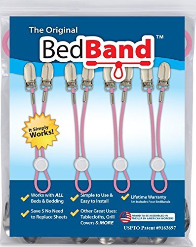 Bed Band- White. Original Sheet Holder Straps (1 Pack) - USA Company-...