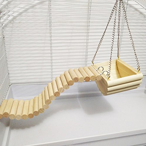 Hypeety Hamster Toys Wooden Maze Tunnel Toy with Plastic Cover for Hamster