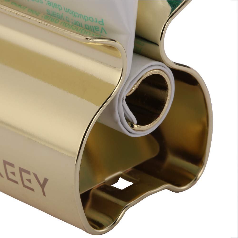XYKEEY Toothpaste Tube Squeezer - Set of 2 Toothpaste Squeezer Rollers, Metal Toothpaste Tube Wringer Seat Holder Stand (Matt Black) Matt Black