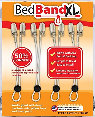 Bed Band- White. Original Sheet Holder Straps (1 Pack) - USA Company-...