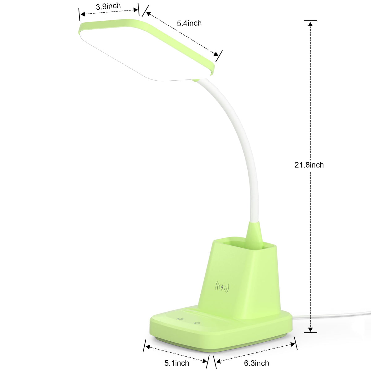 10W Wireless Charging LED Desk Lamp with Clock, Light Black