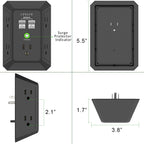 Wall Charger, Surge Protector, QINLIANF 5 Outlet Extender with 4 USB Ports Black 3U1C