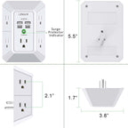 Wall Charger, Surge Protector, QINLIANF 5 Outlet Extender with 4 USB Ports Black 3U1C