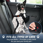COOYOO Dog Seat Belt,3 Piece Set Retractable Dog Car Harness Adjustable for Vehicle Nylon Pet Safety Heavy Duty & Elastic Set 03-Black+Blue