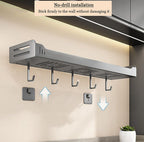 carbon steel Kitchen utensils wall mounted seasoning rack, kitchen supplies oil, salt, soy sauce, vinegar spices condiments storage shelf with hooks
