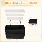 Bedside Caddy Organizer 5 Pockets and 4 Hooks for Bunk Bed Black