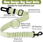 COOYOO Dog Seat Belt,3 Piece Set Retractable Dog Car Harness Adjustable for Vehicle Nylon Pet Safety Heavy Duty & Elastic Set 03-Black+Blue