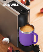 SUNWILL Insulated Coffee Mug, Stainless Steel 14 oz, Splash-Proof Lid Powder Coated Navy Blue 14 Ounces