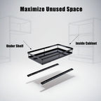 Pull Out Cabinet Organizer, 1-Tier Metal Slide Out Basket