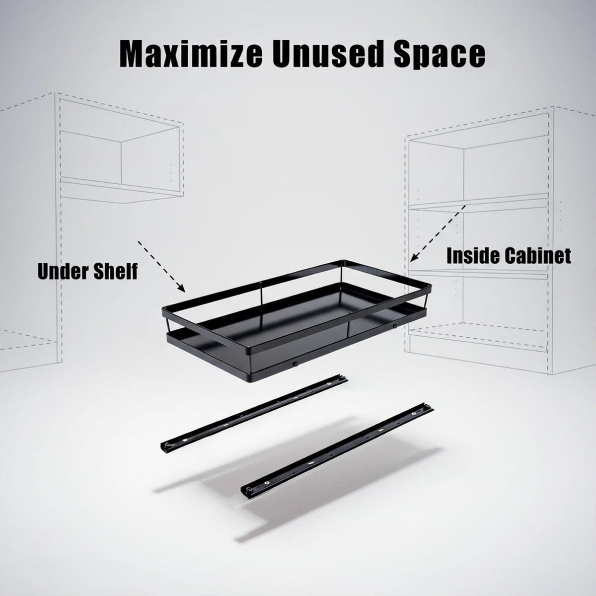 Pull Out Cabinet Organizer, 1-Tier Metal Slide Out Basket