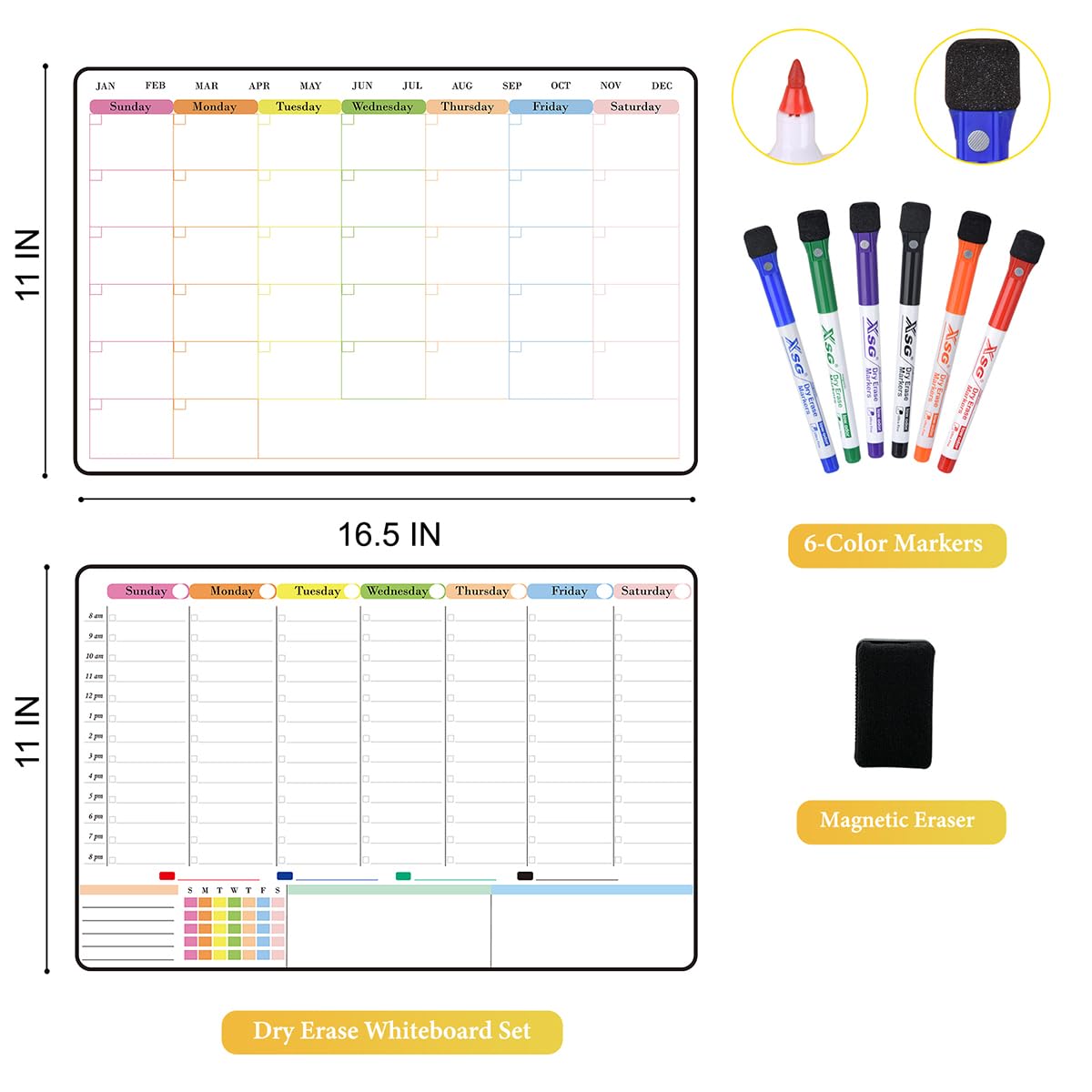 Magnetic Dry Erase Weekly Calendar Board