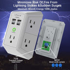 Wall Charger, Surge Protector, QINLIANF 5 Outlet Extender with 4 USB Ports Black 3U1C