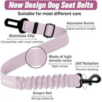 COOYOO Dog Seat Belt,3 Piece Set Retractable Dog Car Harness Adjustable for Vehicle Nylon Pet Safety Heavy Duty & Elastic Set 03-Black+Blue