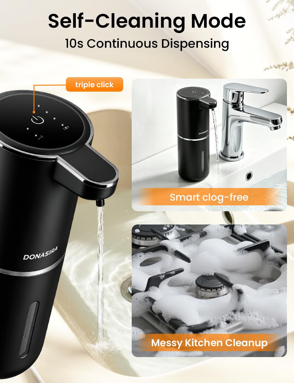Automatic Soap Dispenser Touchless, USB Rechargeable Hand Soap Dispenser, 4 Adjustable Soap Levels, IPX5 Waterproof, 12.8oz/380ml, Countertop or Wall Mounted for Bathroom and Kitchen, White Liquid
