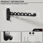 Wall Mounted Clothes Hanger Rack Foldable for Laundry Drying Rack Black Long 2P