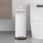 SYNCVIBE Slim Bathroom Trash Can with Soft Close Lid, 3.5 Gal, Matt White 3.5 Gallons