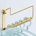 NEWRAIN Folding Wall Mounted Clothes Hanger Rack Clothes Hook Solid Brass with Swing Arm Holder Clothing Hanging System Closet Storage Organizer Heavy Duty Drying Rack Wall Mount,Brushed Gold Triangle Brushed Gold