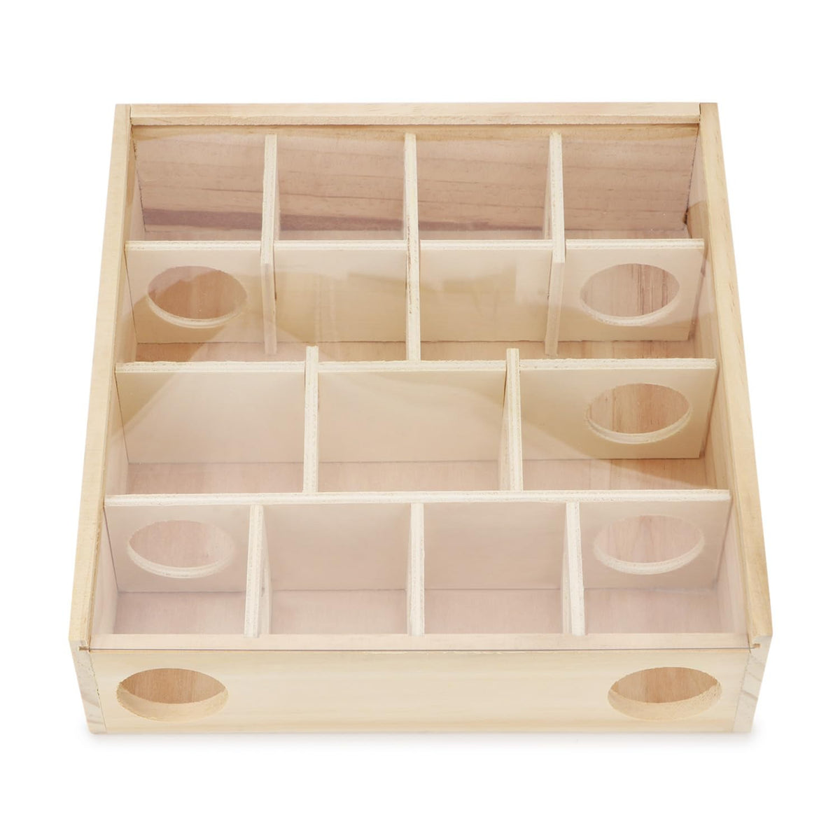 Hypeety Hamster Toys Wooden Maze Tunnel Toy with Plastic Cover for Hamster
