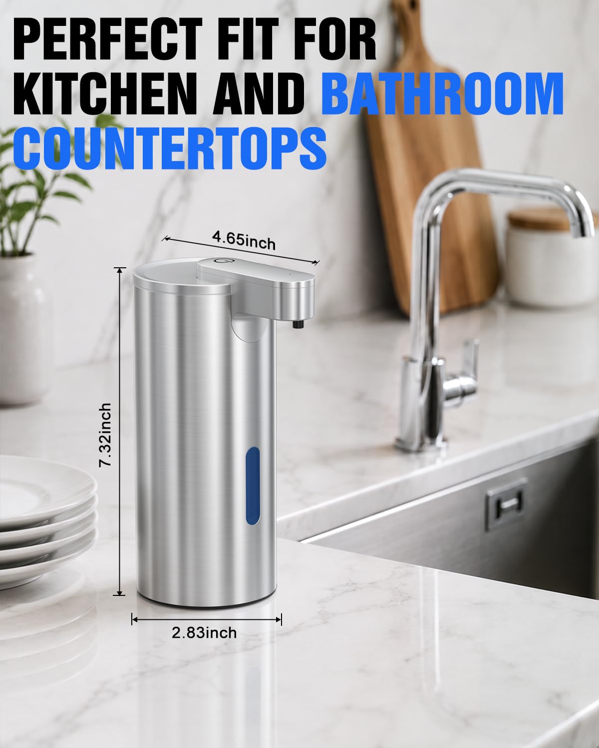 Fantictas Automatic Soap Dispenser Touchless, Stainless Steel 11.5 oz Gel